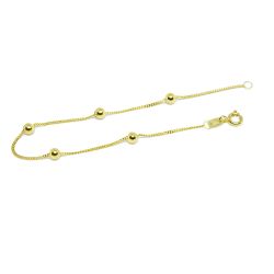 Pulseira Infantil de Bolinha Malha Groumet em Ouro 18 Kilates - 25276